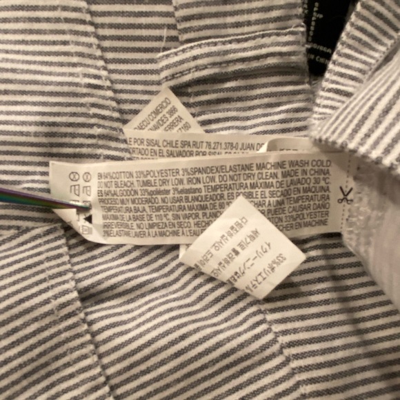 Forever 21 Size S Gray White Thin Stripe Zip Up Stretch Denim Mini Skirt - Picture 10 of 10